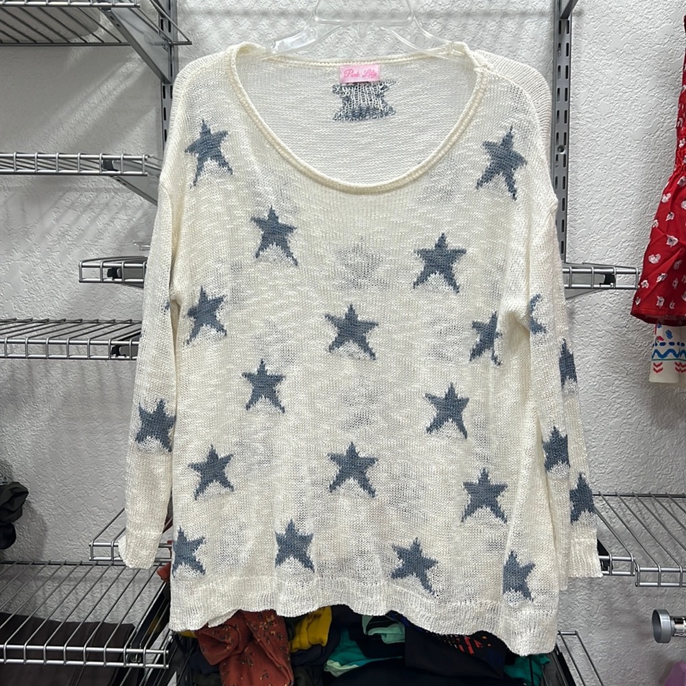 Pink Lily stars sweater size small